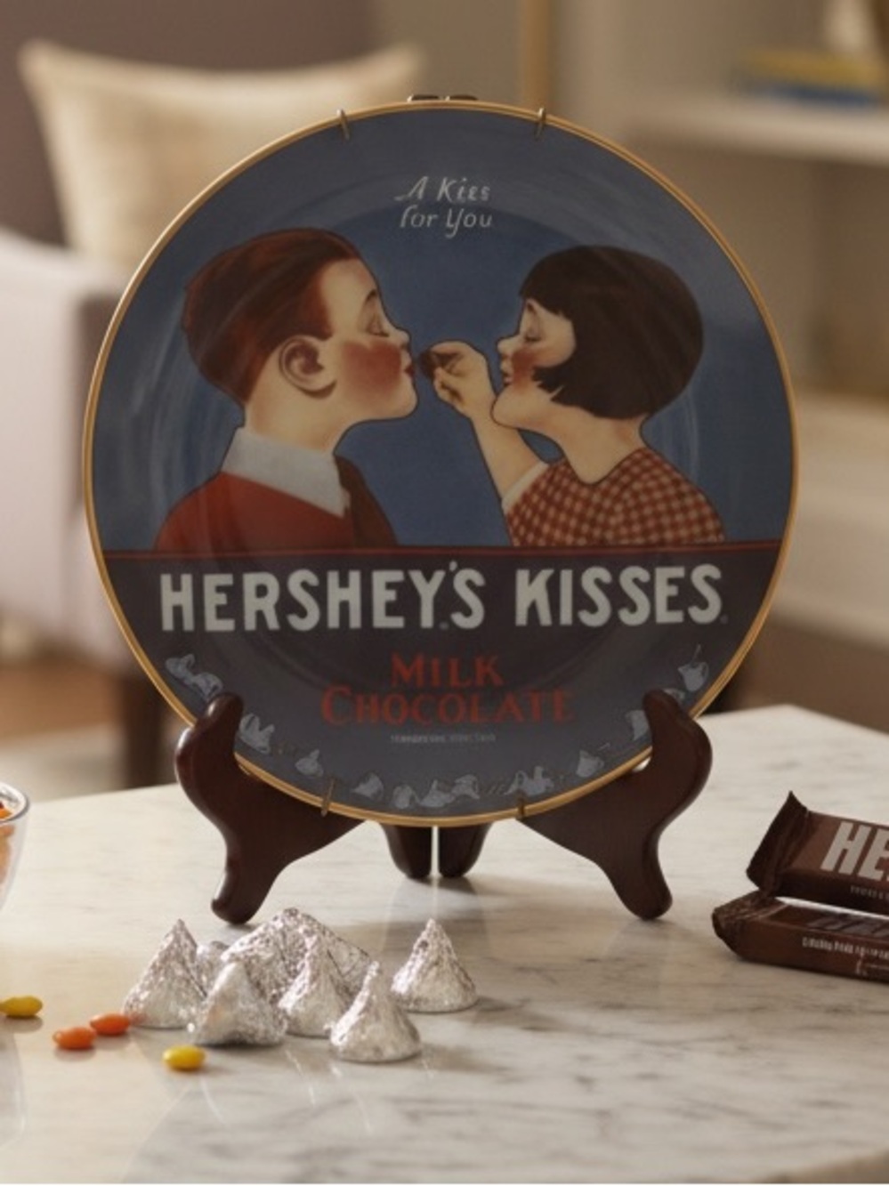 Hershey's Kisses Decorative Plate - Blue and Brown